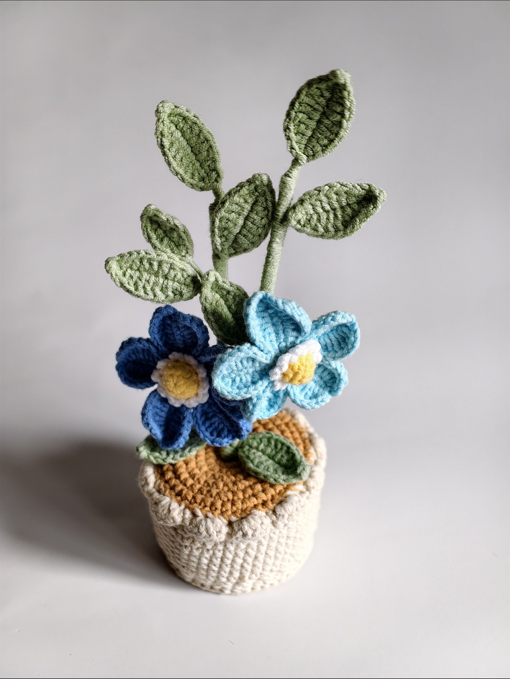Handmade Crochet Blue Flower Plant